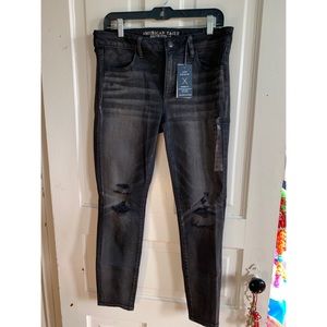 American Eagle Black Distressed Jeggings